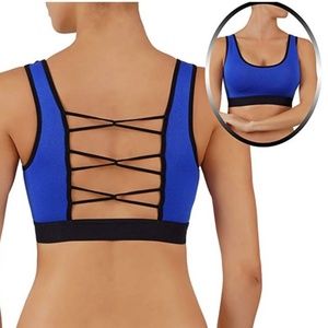 Criss Cross Back Detail Sports Bra in blue